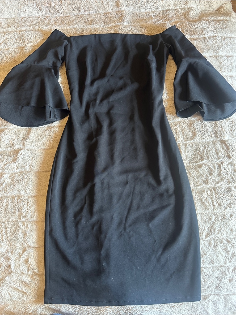 Chinese Laundry Black One-Shoulder Bell Sleeve Dress